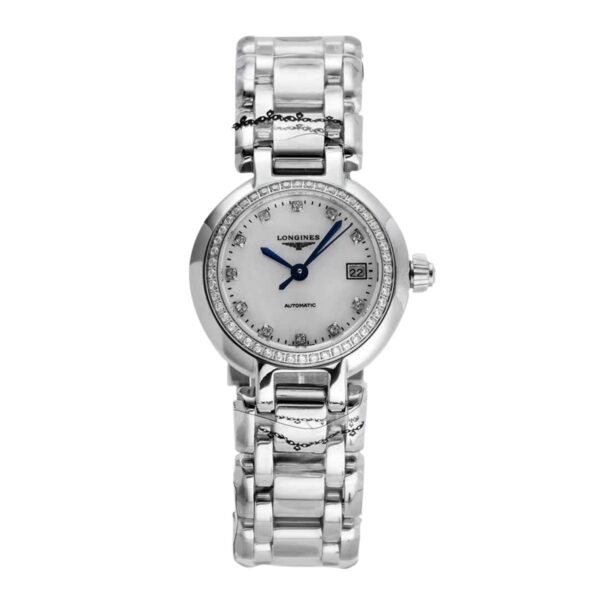 Primaluna MOP White Dial with Diamond Markers and Diamond Bezel