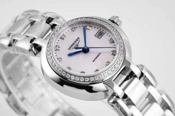 Primaluna MOP White Dial with Diamond Markers and Diamond Bezel - Image 4