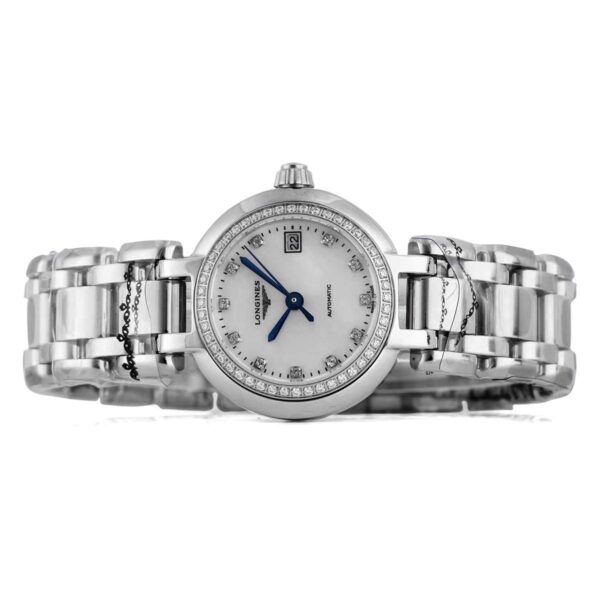 Primaluna MOP White Dial with Diamond Markers and Diamond Bezel - Image 2