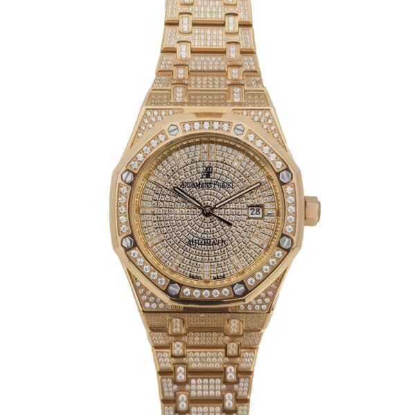 Royal Oak 41mm 15402OR Full Diamond Paved In Pink Gold on Bracelet
