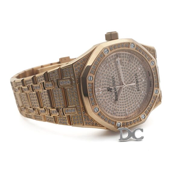 Royal Oak 41mm 15402OR Full Diamond Paved In Pink Gold on Bracelet - Image 2