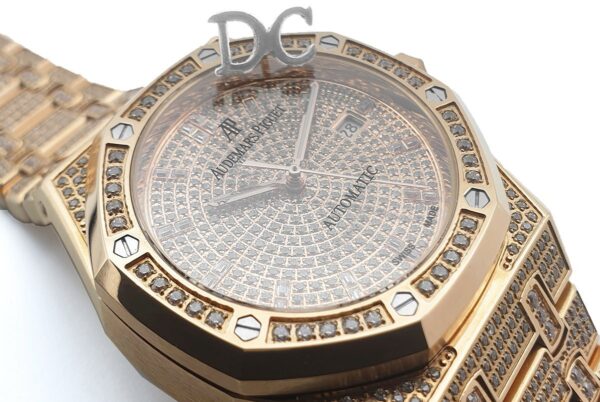 Royal Oak 41mm 15402OR Full Diamond Paved In Pink Gold on Bracelet - Image 4