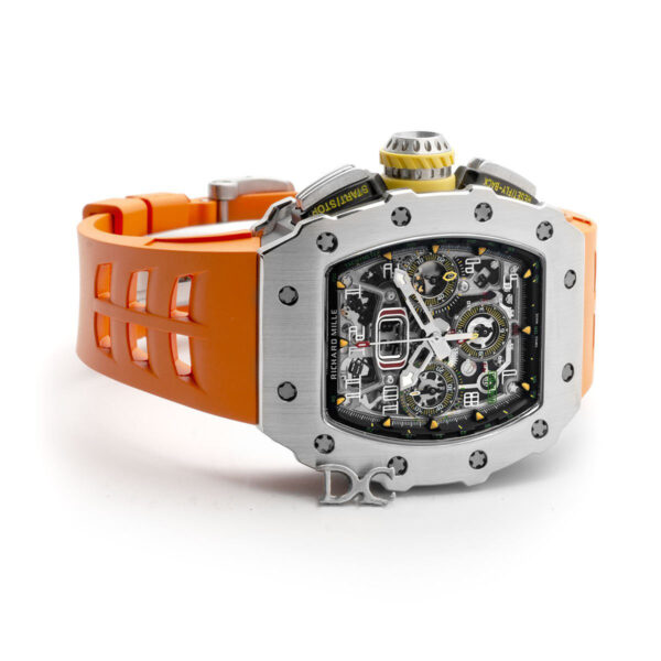 RM 011-03 Automatic Flyback Chronograph in Titanium on Orange Rubber - Image 3