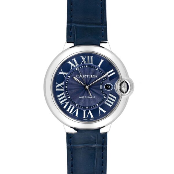 Ballon Bleu De Cartier 42mm Blue Dial in Steel on Blue Leather Strap