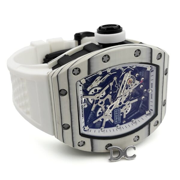 RM 035-02 Black Toro Americas in NTPT Carbon on White Rubber Strap - Image 4