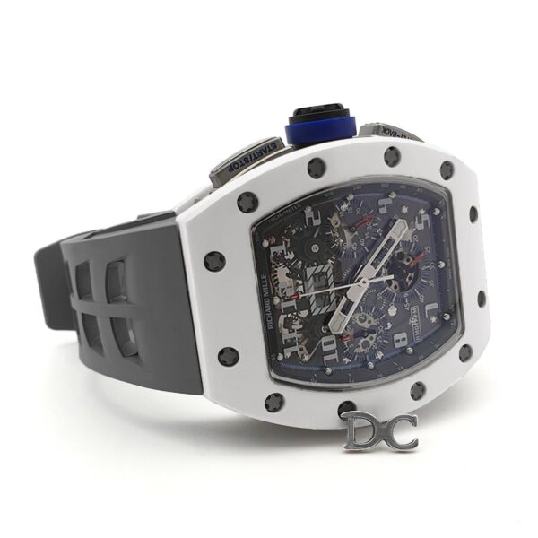 RM 011 Saint Tropez Polo Club White ATZ Ceramic and Titanium on Grey Rubber Strap - Image 2