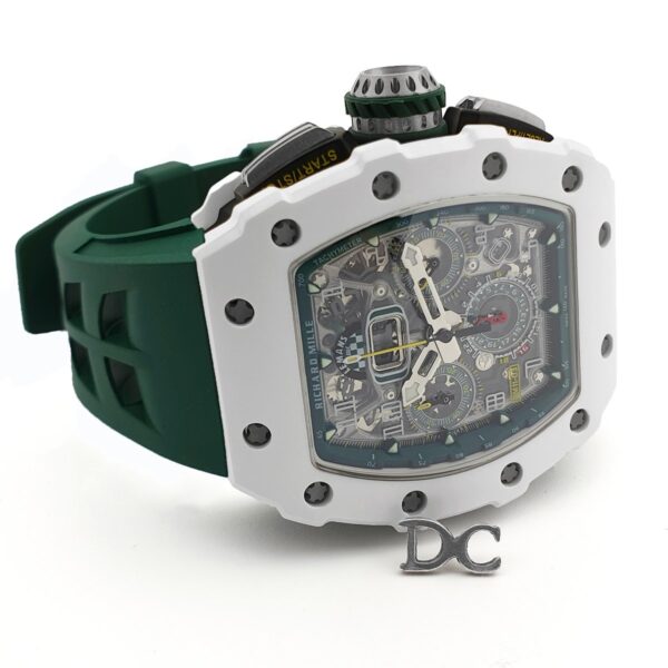 RM 011-02 Le Mans Classic Chronograph in Green on Green Rubber Strap - Image 3