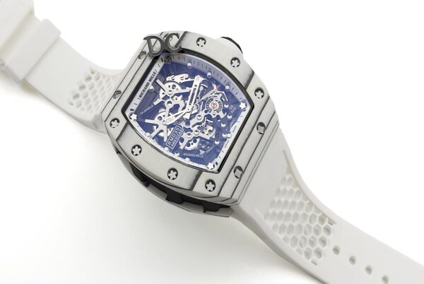 RM 035-02 Black Toro Americas in NTPT Carbon on White Rubber Strap - Image 2