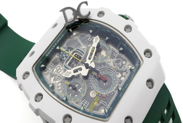RM 011-02 Le Mans Classic Chronograph in Green on Green Rubber Strap - Image 4