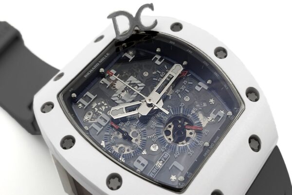 RM 011 Saint Tropez Polo Club White ATZ Ceramic and Titanium on Grey Rubber Strap - Image 4