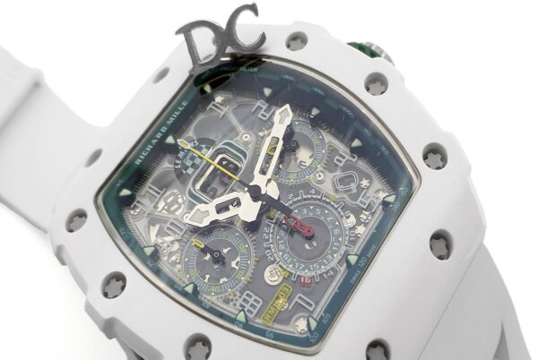 RM 011-02 Le Mans Classic Chronograph in Green on White Rubber Strap - Image 4