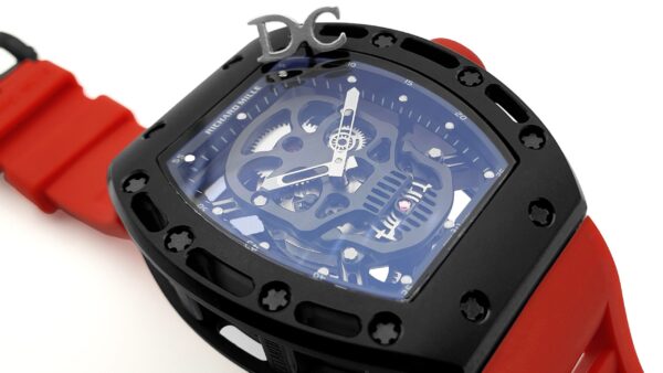 RM 052-01 Tourbillon Black Skull in PVD on Red Rubber Strap - Image 4