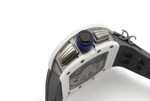 RM 011 Saint Tropez Polo Club White ATZ Ceramic and Titanium on Grey Rubber Strap - Image 9