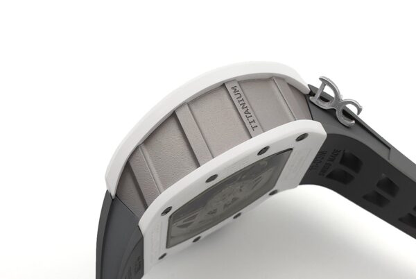 RM 011 Saint Tropez Polo Club White ATZ Ceramic and Titanium on Grey Rubber Strap - Image 8