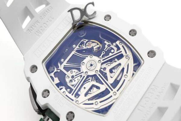 RM 011-02 Le Mans Classic Chronograph in Green on White Rubber Strap - Image 5