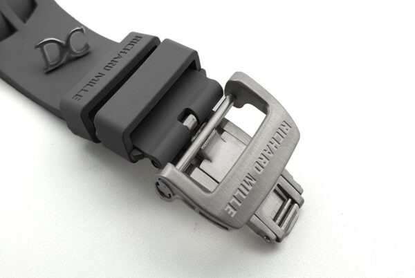 RM 011 Saint Tropez Polo Club White ATZ Ceramic and Titanium on Grey Rubber Strap - Image 6