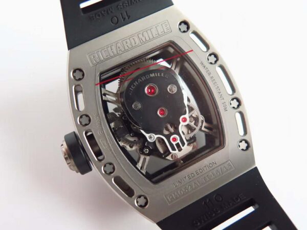 RM 052-01 Tourbillon Skull in Titanium on Black Rubber Strap - Image 3