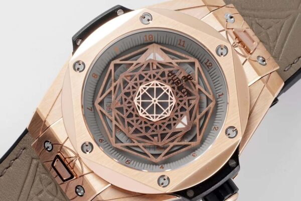 Big Bang Unico Sang Bleu in Rose Gold on Brown Leather Strap - Image 5