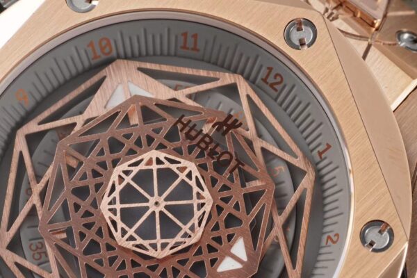 Big Bang Unico Sang Bleu in Rose Gold on Brown Leather Strap - Image 4