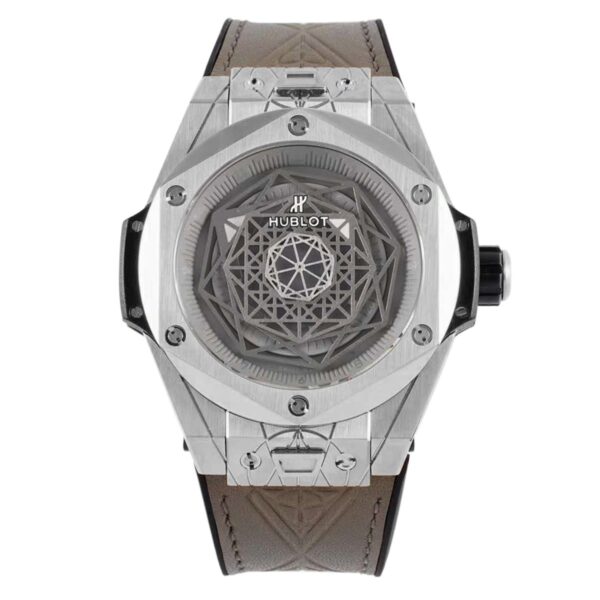 Big Bang Unico Sang Bleu in Steel on Brown Leather Strap