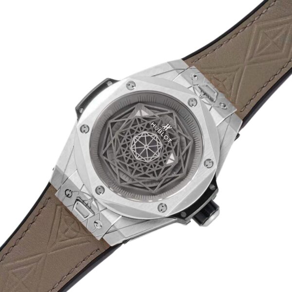 Big Bang Unico Sang Bleu in Steel on Brown Leather Strap - Image 2