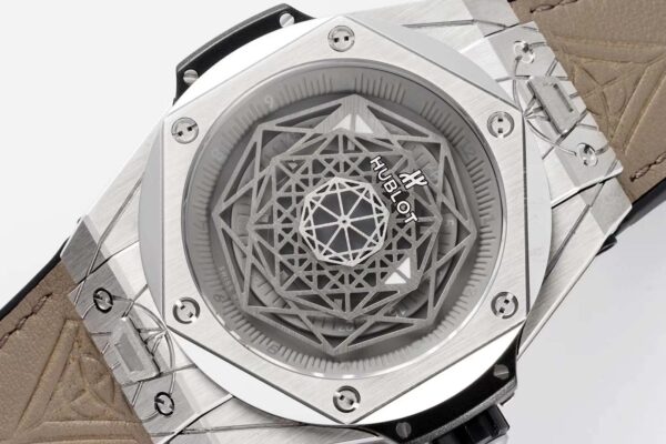 Big Bang Unico Sang Bleu in Steel on Brown Leather Strap - Image 3