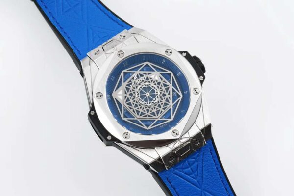 Big Bang Unico Sang Bleu in Steel on Blue Leather Strap - Image 3