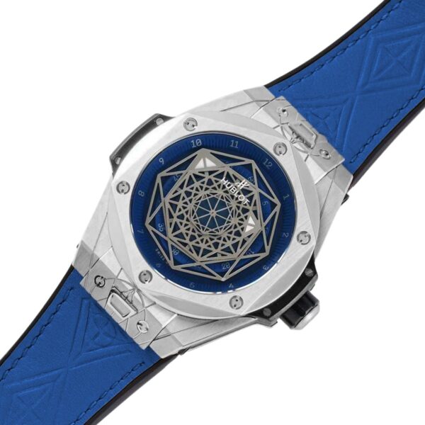 Big Bang Unico Sang Bleu in Steel on Blue Leather Strap - Image 4