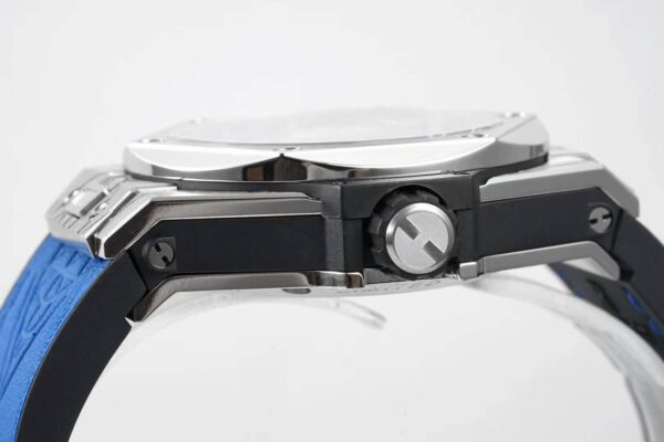 Big Bang Unico Sang Bleu in Steel on Blue Leather Strap - Image 9