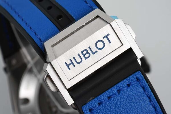 Big Bang Unico Sang Bleu in Steel on Blue Leather Strap - Image 5