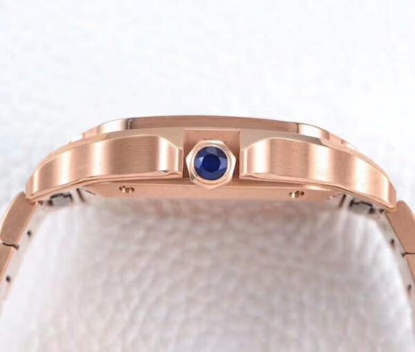 Santos de Cartier White Dial with Diamond Bezel in Rose Gold - Image 9