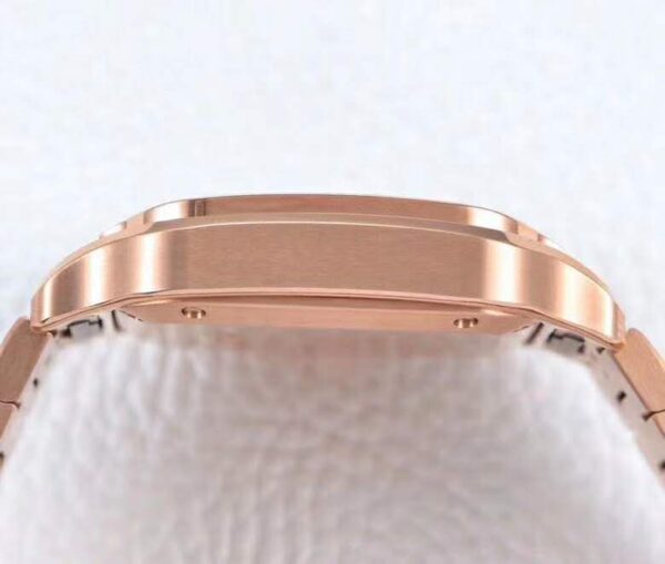 Santos de Cartier White Dial with Diamond Bezel in Rose Gold - Image 8