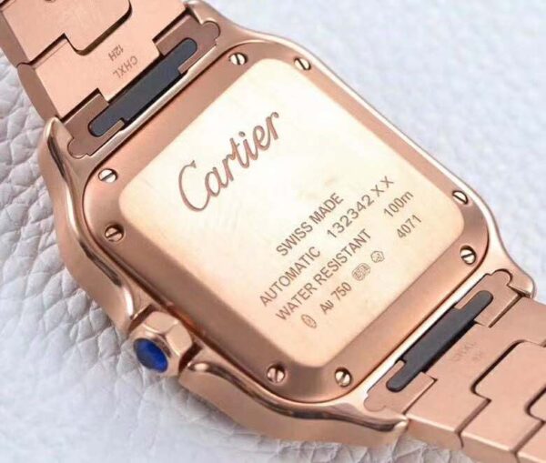 Santos de Cartier White Dial with Diamond Bezel in Rose Gold - Image 5