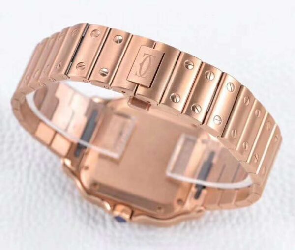 Santos de Cartier White Dial with Diamond Bezel in Rose Gold - Image 7