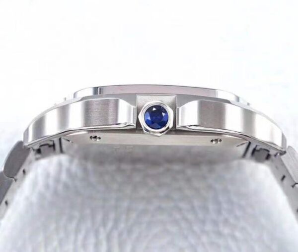 Santos de Cartier White Dial with Diamond Bezel in Steel - Image 9