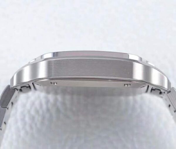 Santos de Cartier White Dial with Diamond Bezel in Steel - Image 8