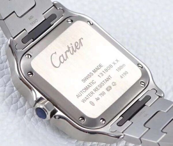 Santos de Cartier White Dial with Diamond Bezel in Steel - Image 5