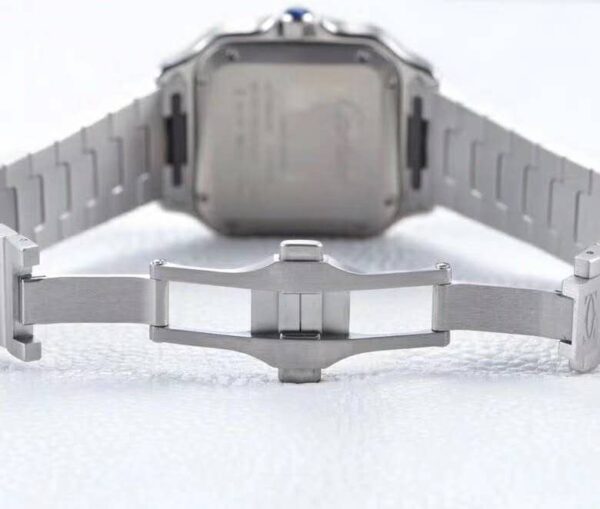 Santos de Cartier White Dial with Diamond Bezel in Steel - Image 7
