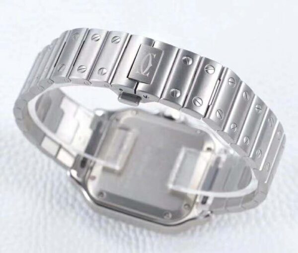 Santos de Cartier White Dial with Diamond Bezel in Steel - Image 6