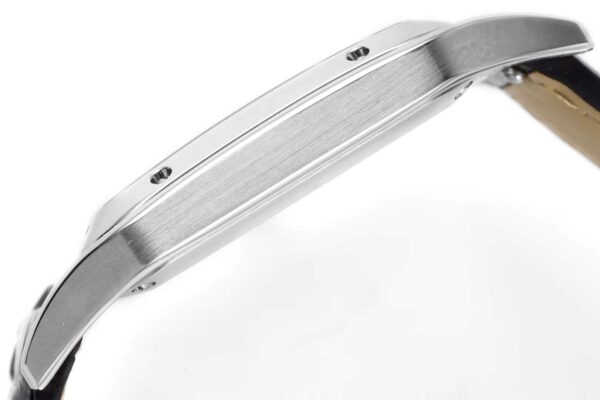 Santos-Dumont White Dial in Steel on Black Leather Strap - Image 8