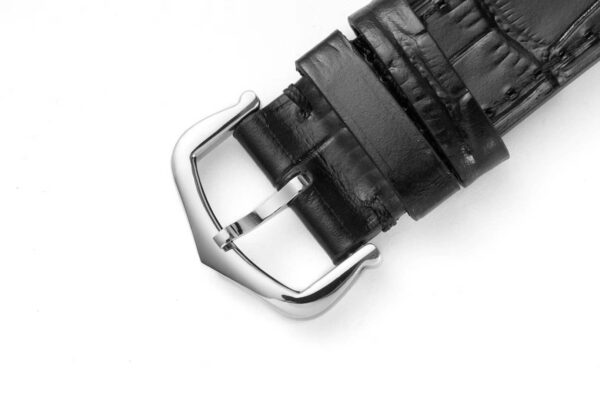 Santos-Dumont White Dial in Steel on Black Leather Strap - Image 6