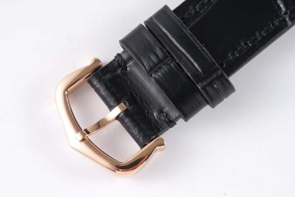 Santos-Dumont White Dial in Rose Gold on Black Leather Strap - Image 6