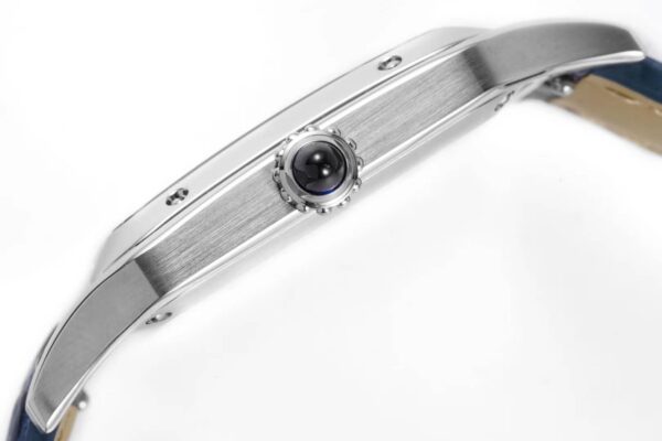 Santos-Dumont White Dial in Steel on Blue Leather Strap - Image 7