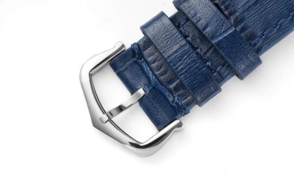 Santos-Dumont White Dial in Steel on Blue Leather Strap - Image 9