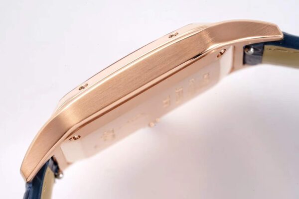 Santos-Dumont White Dial in Rose Gold on Blue Leather Strap - Image 8