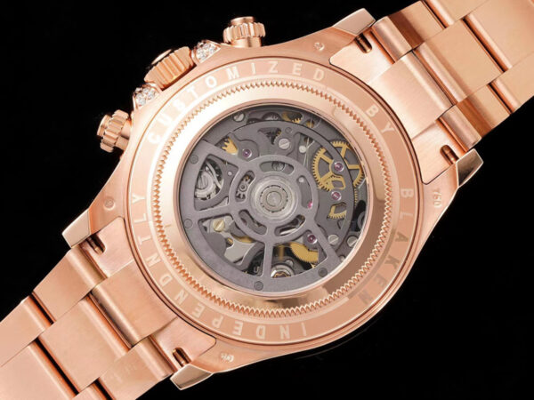 Blaken Daytona Skeleton Dial with Rainbow Diamond Bezel in Rose Gold - Image 7