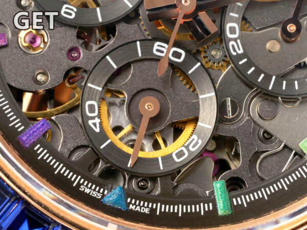 Blaken Daytona Skeleton Dial with Rainbow Diamond Bezel in Rose Gold - Image 6