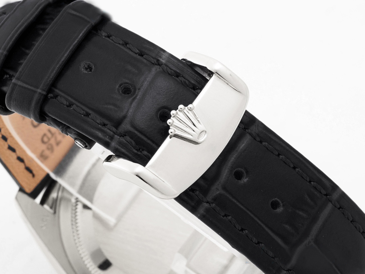 Day-Date 40 Silver Dial in White Gold on Leather Strap - Image 9