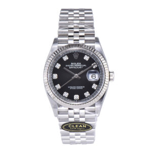 Datejust 36 126234 Bright Black Dial with Diamond Marker in Steel in Jubilee Bracelet