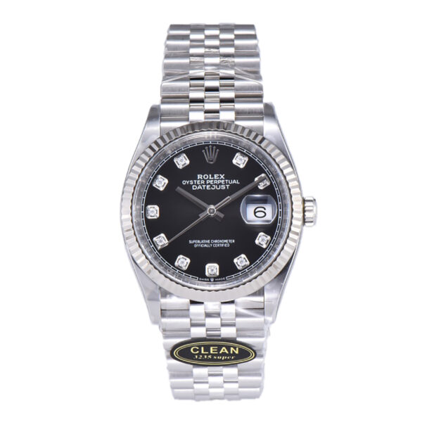 Datejust 36 126234 Bright Black Dial with Diamond Marker in Steel in Jubilee Bracelet